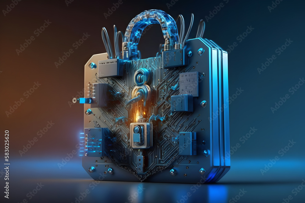 Poster padlock with keyhole icon in personal data security illustrates cyber data or information privacy id