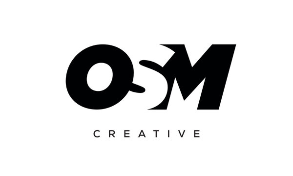 OSM letters negative space logo design. creative typography monogram vector	