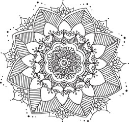 Fototapeta premium Hand drawn mandala vector illustration, isolated black lineart on white background