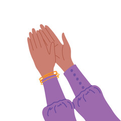 Obraz premium Cartoon Color Female Clapping Human Hands Celebration and Success Concept Flat Design Style. Vector illustration of Applause