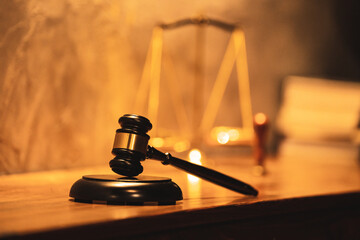 law and authority lawyer concept, judgment gavel hammer in court courtroom for crime judgement...
