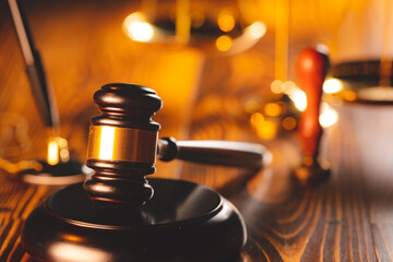 law and authority lawyer concept, judgment gavel hammer in court courtroom for crime judgement...