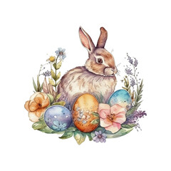 easter bunny, easter egg watercolor vector illustrations for tshirt, sticker, mug, printing, sublimation