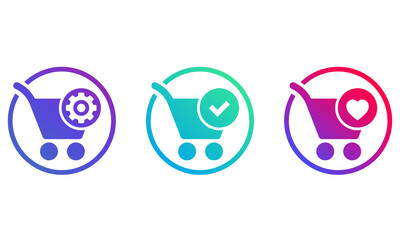 Obraz premium order processing, complete, add to favorites icons