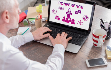 Conference concept on a laptop screen