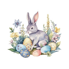 easter bunny, easter egg watercolor vector illustrations for tshirt, sticker, mug, printing, sublimation