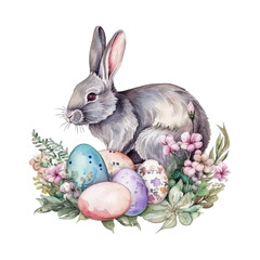 easter bunny, easter egg watercolor vector illustrations for tshirt, sticker, mug, printing, sublimation