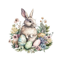 easter bunny, easter egg watercolor vector illustrations for tshirt, sticker, mug, printing, sublimation
