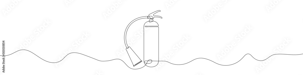 Poster continuous linear drawing of a fire extinguisher. single line drawing of a fire extinguisher. vector