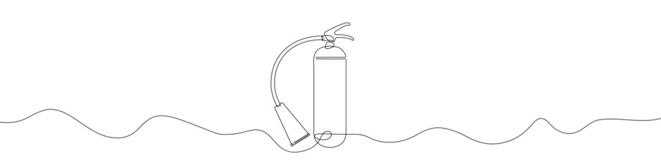 Continuous linear drawing of a fire extinguisher. Single line drawing of a fire extinguisher. Vector illustration. Line art of fire extinguisher - obrazy, fototapety, plakaty