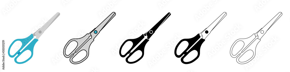Poster scissors icons set. isolated cutting scissors. pictogram of scissor. symbol of cutting. vector illus
