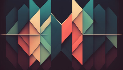 Abstract geometric background with colorful triangles. Generative AI technology.