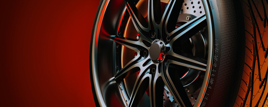 Close-up photo of a car wheel