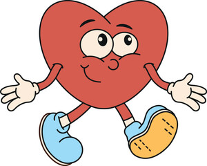 Template of clockwork cartoon muzzles, faces. Funny, groovy, happy, emoticon with eyes and a smile. Vector illustration.