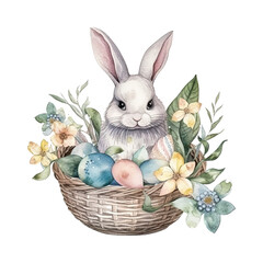 easter bunny, easter egg watercolor vector illustrations for tshirt, sticker, mug, printing, sublimation