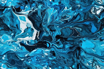 Illustration of Generative AI. Seamless marble surface of blue color with streaks. Beautiful blue stone texture.