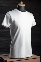 Mockup flat and white T-shirt worn by mannequin