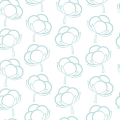 Simple cotton flowers seamless pattern