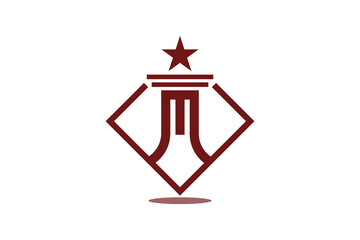 letter M law firm with rectangular and star logo design template element icon vector 
suitable for business in the legal field