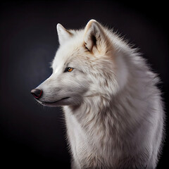White Arctic wolf dog as studio animal portrait (Generative AI)