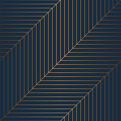 Fototapeta premium Geometric golden seamless pattern blue color background. Zig zag graphic print. Vector line texture. Modern swatch wrapping paper. Stylish repeating trellis line grid. Trendy hipster sacred geometry