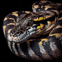 Coastal Carpet Python snake as studio animal portrait (Generative AI)