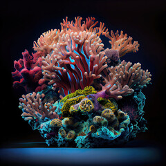 Colorful coral colony as studio animal portrait (Generative AI)