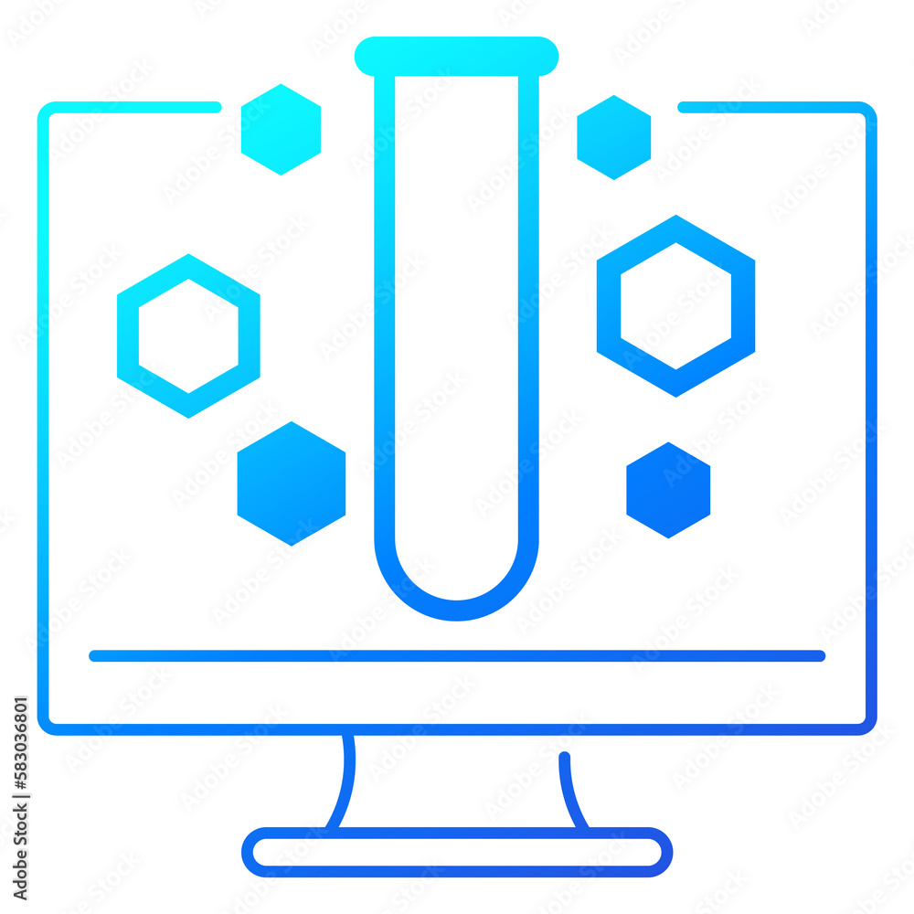 Poster science test icon with computer