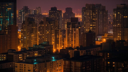 city skyline at night