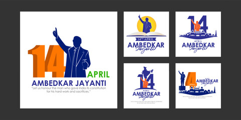 Vector illustration of Happy Bhimrao Ambedkar Jayanti social media story feed set mockup template