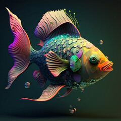 Fish in aquarium. Created with Generative AI technology.