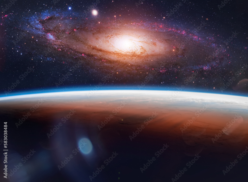 Aufkleber red planet in space. stars and galaxy. space wallpaper. elements of this image furnished by nasa