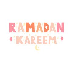 Ramadan Kareem lettering. Decorative design for muslim girls who observe Ramadan. multi purpose islamic quote