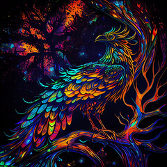 phoenix bird glow color design