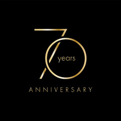 70 Year Anniversary Logo, Golden Color, Vector Template Design element for birthday, invitation, wedding, jubilee and greeting card illustration