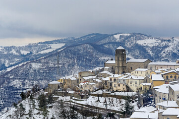Fototapeta na wymiar Small Dolomites Lucane, overlooking the village, Pietrapertosa, Potenza district, Basilicata, Italy, Europe