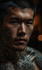 Attractive Asian men with tattoo