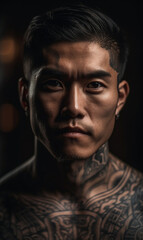 Obraz premium Attractive Asian men with tattoo