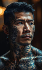 Attractive Asian men with tattoo