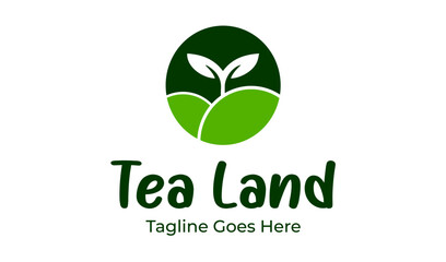 Tea Land Logo Design Template with tea icon and land. Perfect for business, company, restaurant, mobile, app, etc