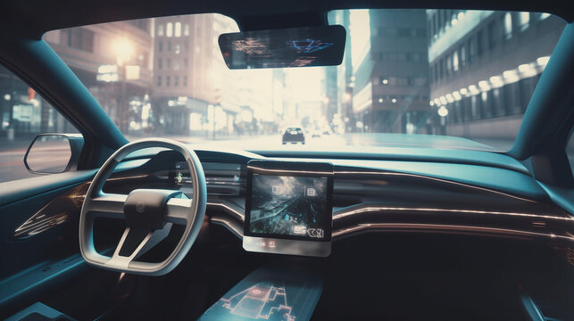 A car with an augmented reality system on the windsh Generative AI 