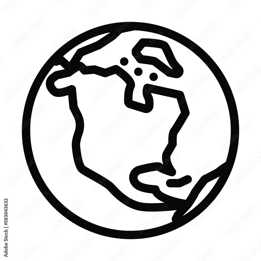 Wall mural north america earth planet map line icon vector illustration