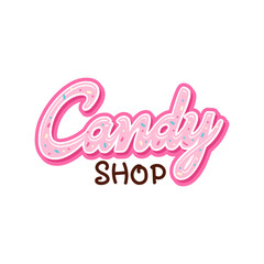 Pink Candy Shop, Sweet store logo design vector.