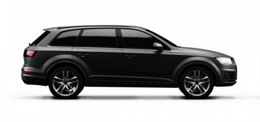 SUV sports luxury car expensive vehicle matte black side view transport cab