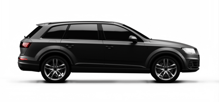 SUV sports luxury car expensive vehicle matte black side view transport cab