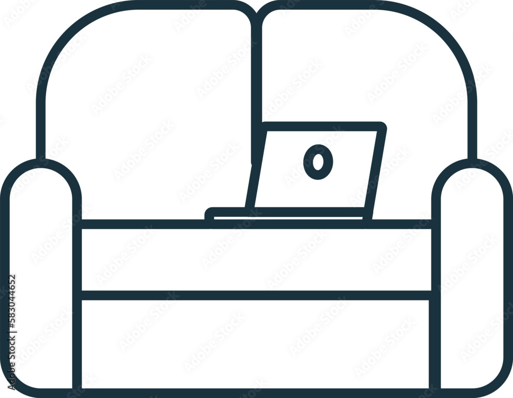 Poster working on the couch line icon. monochrome simple working on the couch outline icon for templates, w