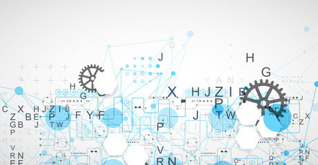 Abstract technology concept. Circuit board, color background.