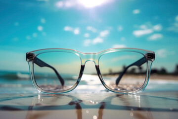 glassess vision lens spectacles clear sunglasses beach vacation summer vacation generative ai
