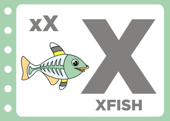 letter x is for x fish cartoon alphabet