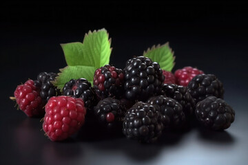 forest berry blackberry close-up summer generative ai